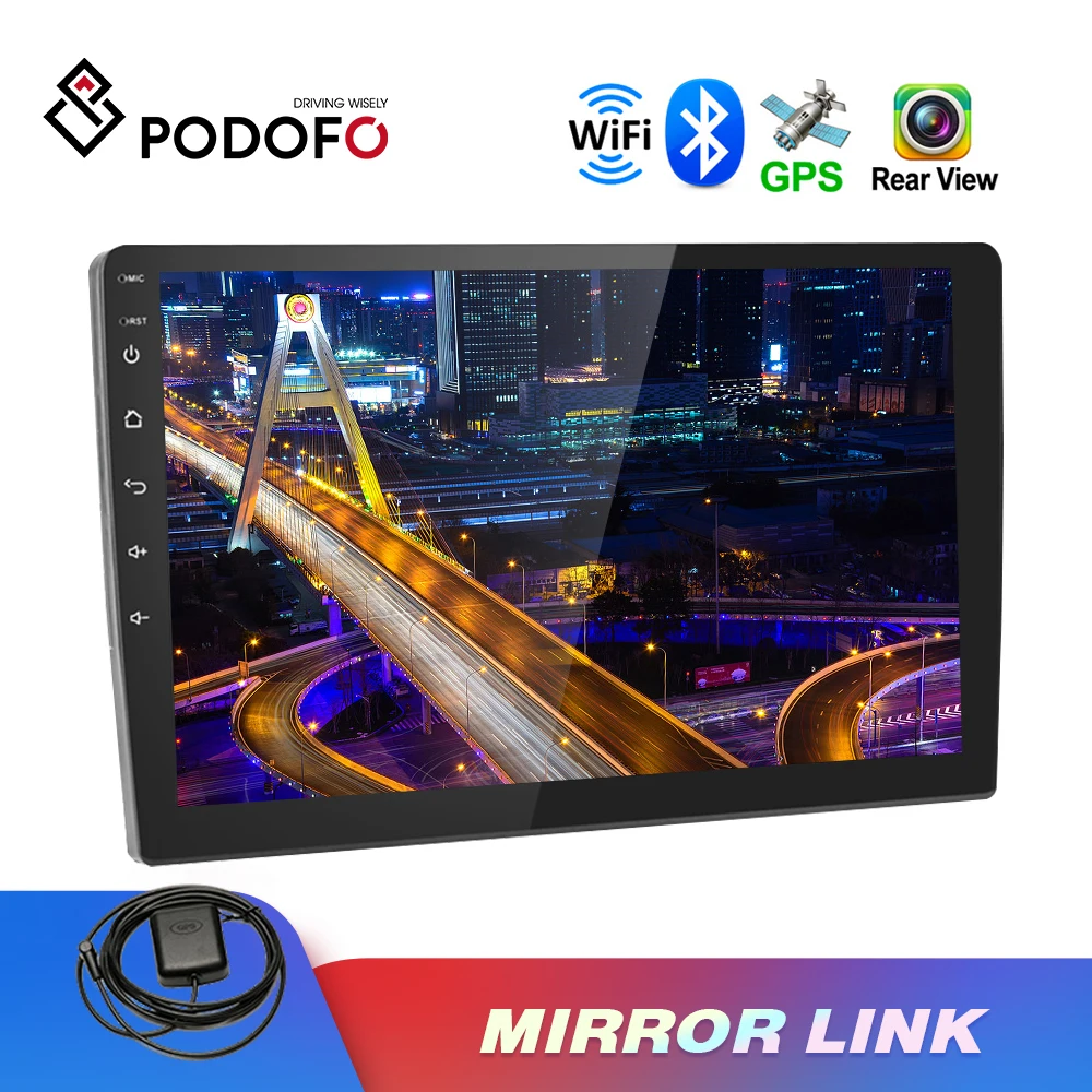 Автомагнитола Podofo 10 1 дюйма 2 Din Android мультимедийный видеоплеер Универсальная