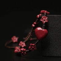 customized natural red cinnabar love flower beads bracelet jade round hand weaving jewellery fashion man woman luck amulet new