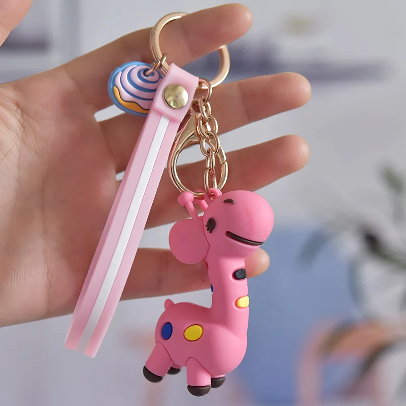 

Cartoon Fashion Giraffe Keychain Cute Love Heart Happy Deer Key Chain Girl Pendant Children Friends Gifts