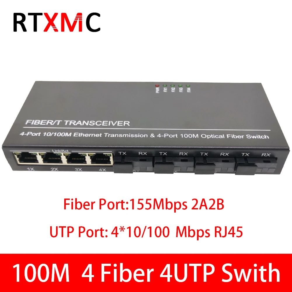 Ethernet-коммутатор 4F4E 10/100M для быстрой локальной сети 20 км волоконно-оптический