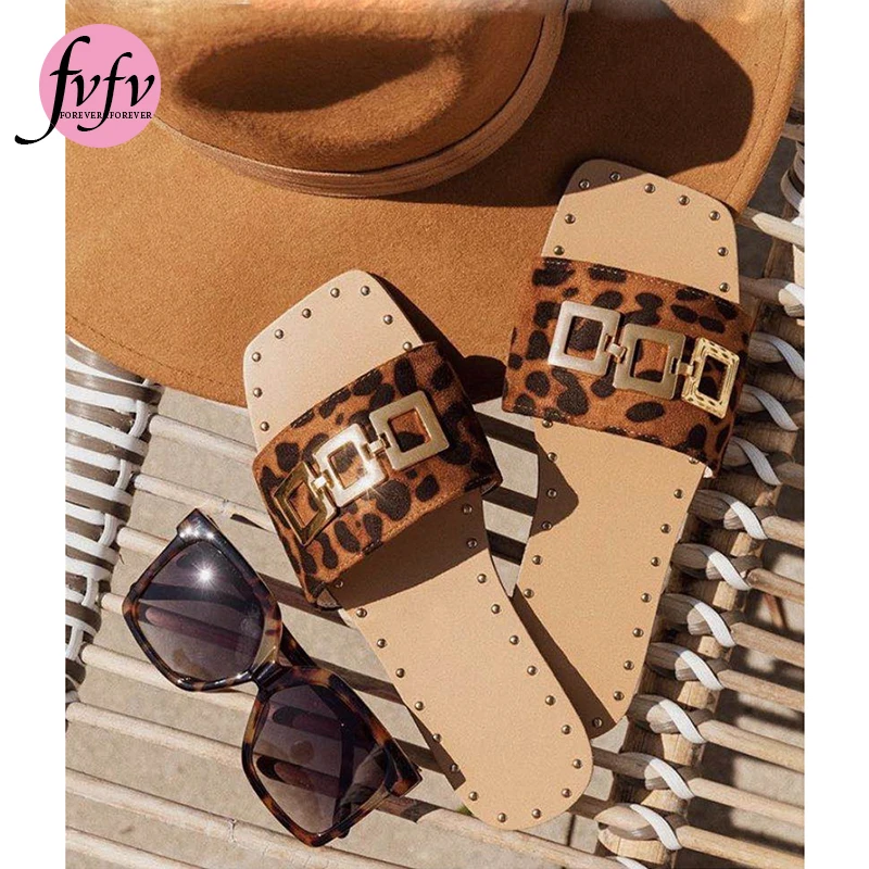 

Женские шлепанцы с леопардовым принтом [fvfv], черные шлепанцы на квадратном каблуке, сандалии, большие размеры 41, лето 2021