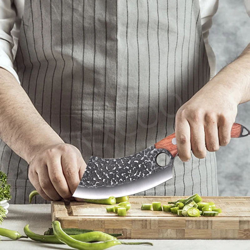 Кухонный нож шеф-повара из нержавеющей стали охотничий мясника для кухни кованый