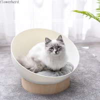 creative plastic wood grain semi open cat litter small kennel hemispherical pet litter cat bed house pet products cat basket