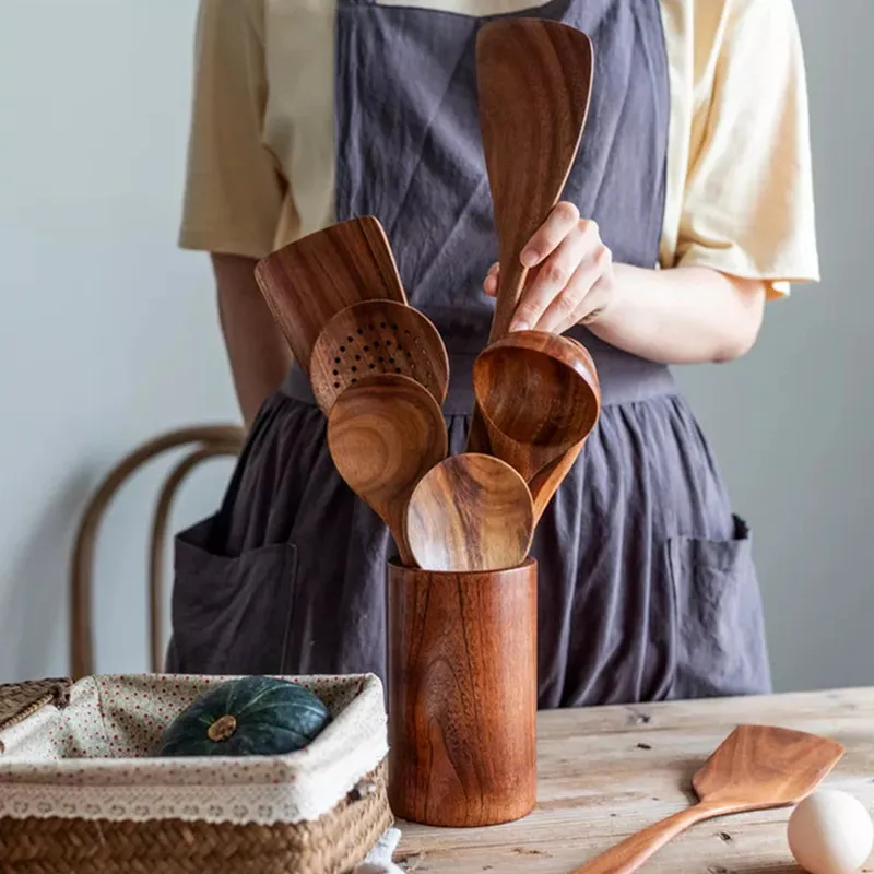 Набор Кухонной Утвари Из Натурального Тикового Дерева посуда ложка половник