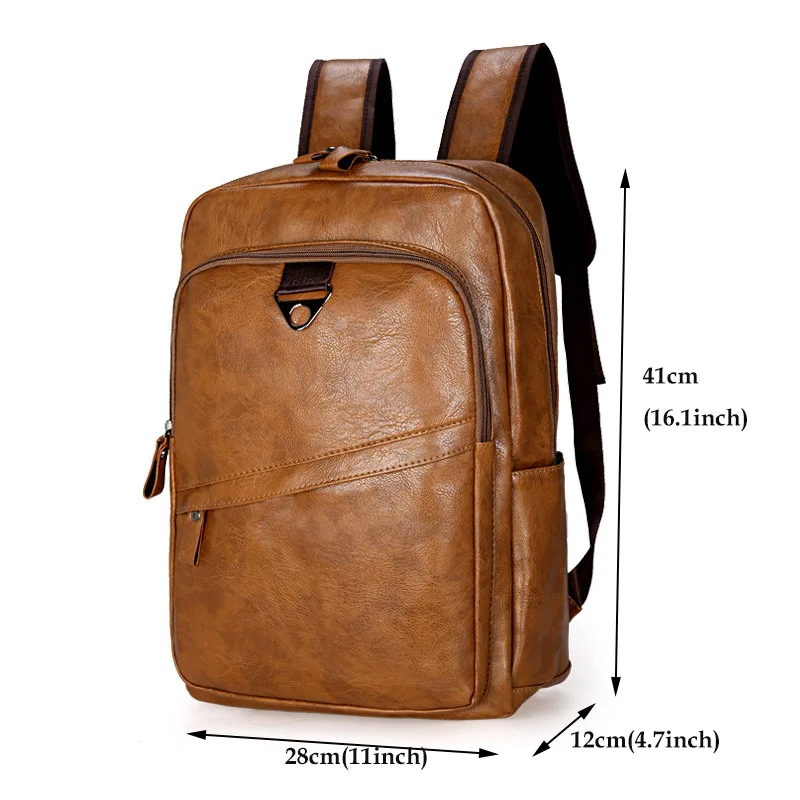Черный Коричневый рюкзак из искусственной кожи для ноутбука сумка мужчин 2020