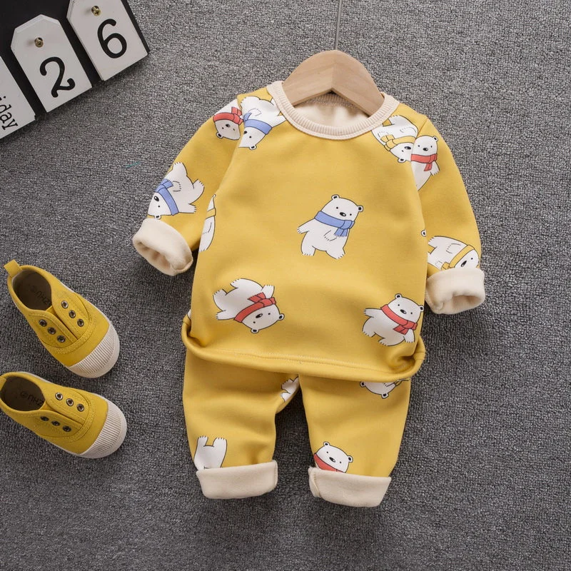 Детские пижамные комплекты Осеннее Мягкое хлопковое термобелье детская одежда