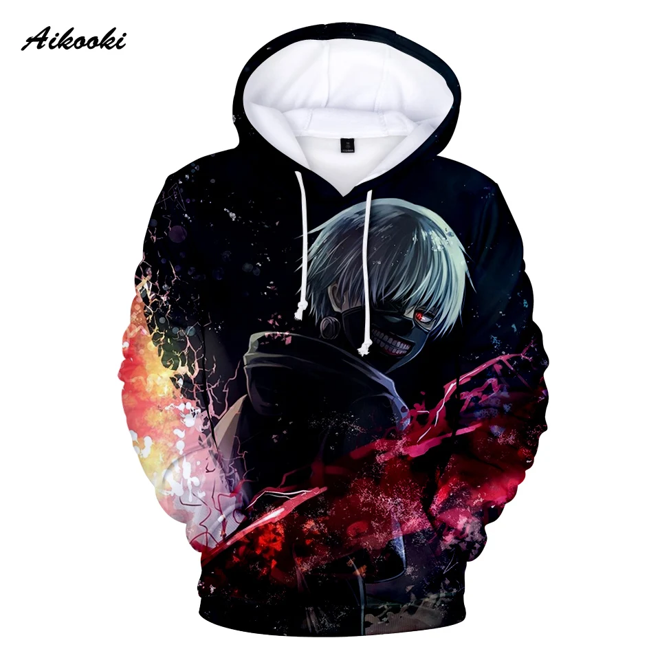 

New Sweatshirts Anime Hoodies All-match Hip Hop Tokyo Ghoul 3D Hoodies Afraid Sweatshirts Man/women Anime Kaneki