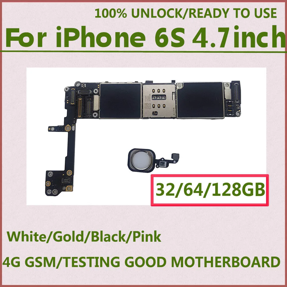 Разблокированная материнская плата для iPhone 6S с Touch ID белый золотой розовый черный