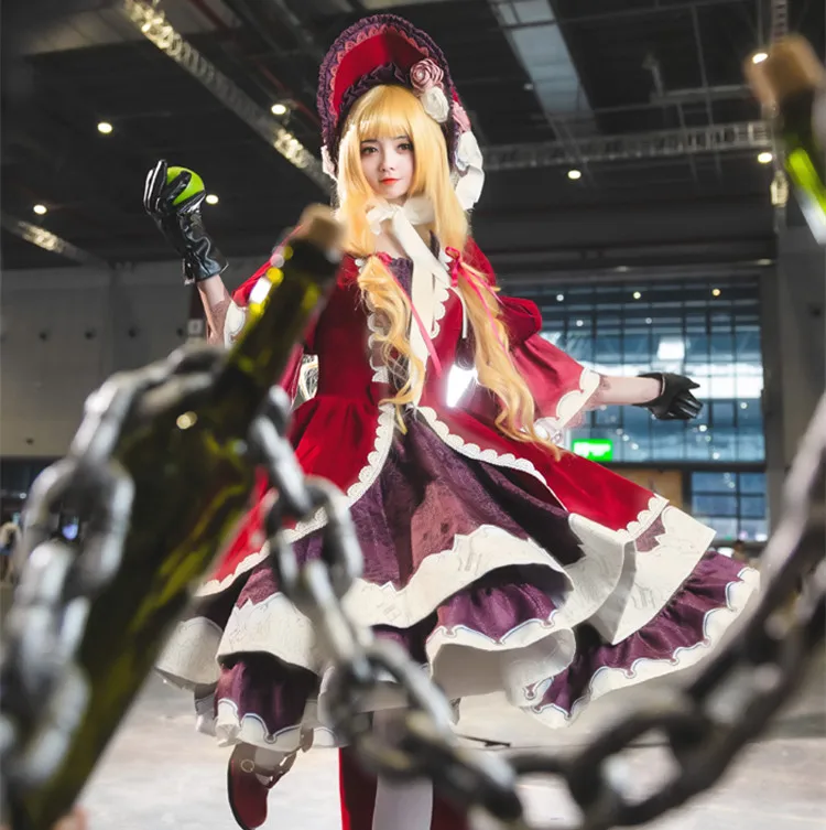 Горячая игра косплей SINoALICE красный капюшон Косплей Костюм Хэллоуин темно красные