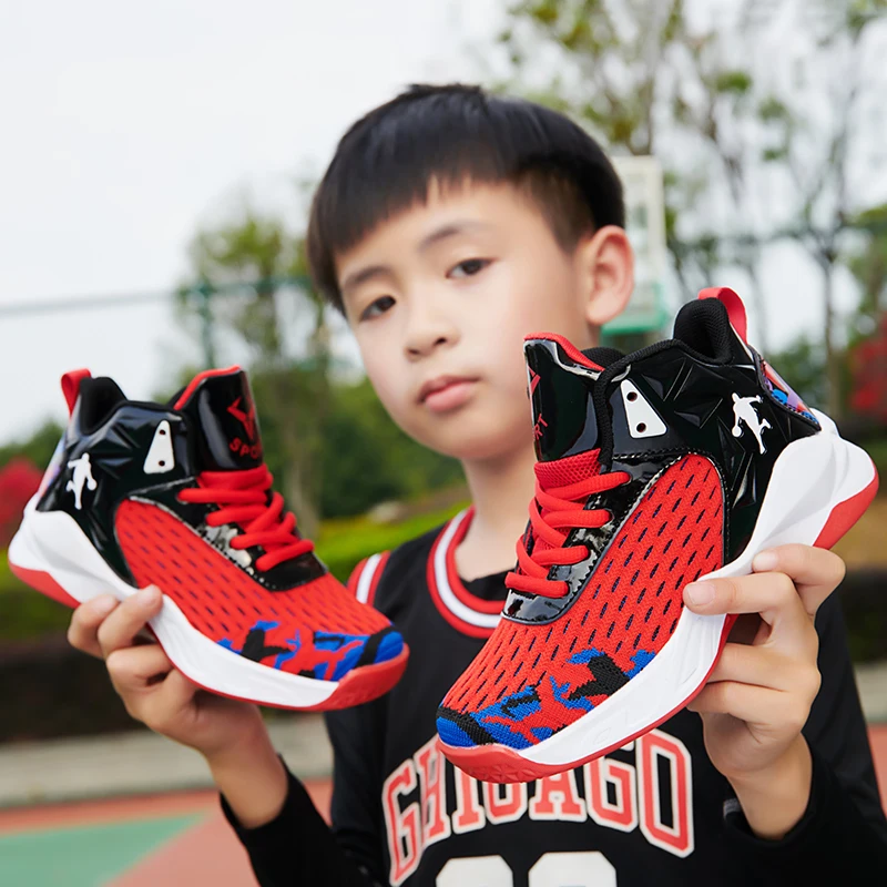 

2021 Spring New Boys Shoes Mesh Breathable Basketball Shoes Thick-soled Non-slip Wear-resistant Boys Sports Shoes