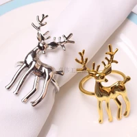 10pcs classic christmas dining table elk die casting polished napkin buckle eco friendly sika deer napkin ring paper towel ring