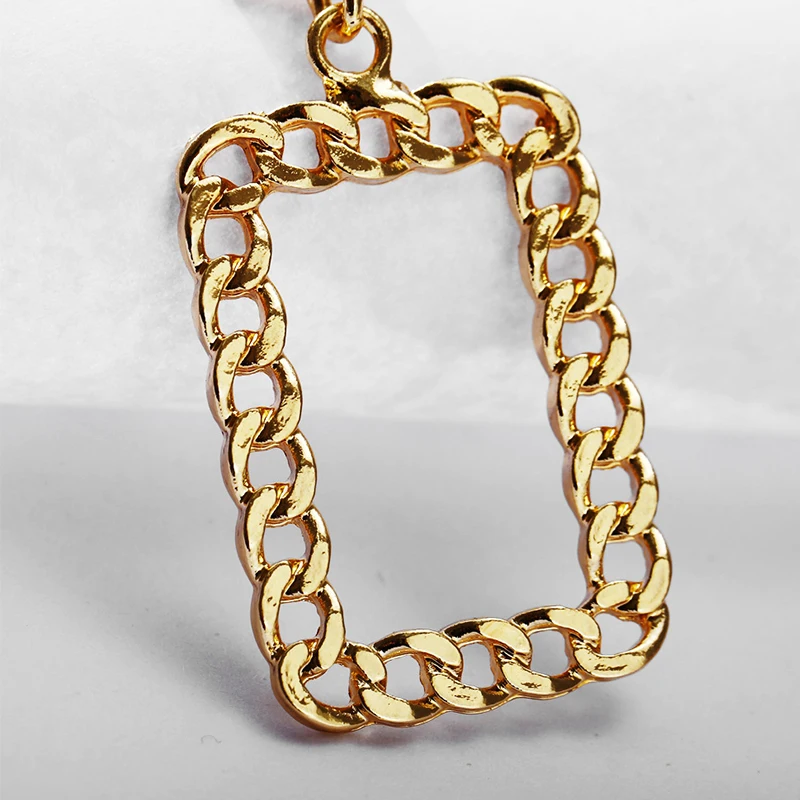 Новые полые квадратные серьги-цепочки в европейском и американском стиле