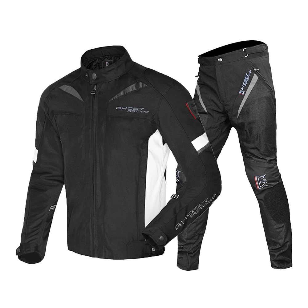 GHOST RACING moto rcycle куртка защитная Экипировка moto rbike мотоциклетная куртка водонепроницаемая ветрозащитная одежда moto rcycle костюмы - Цвет: GR-Y-01 BKW Suit