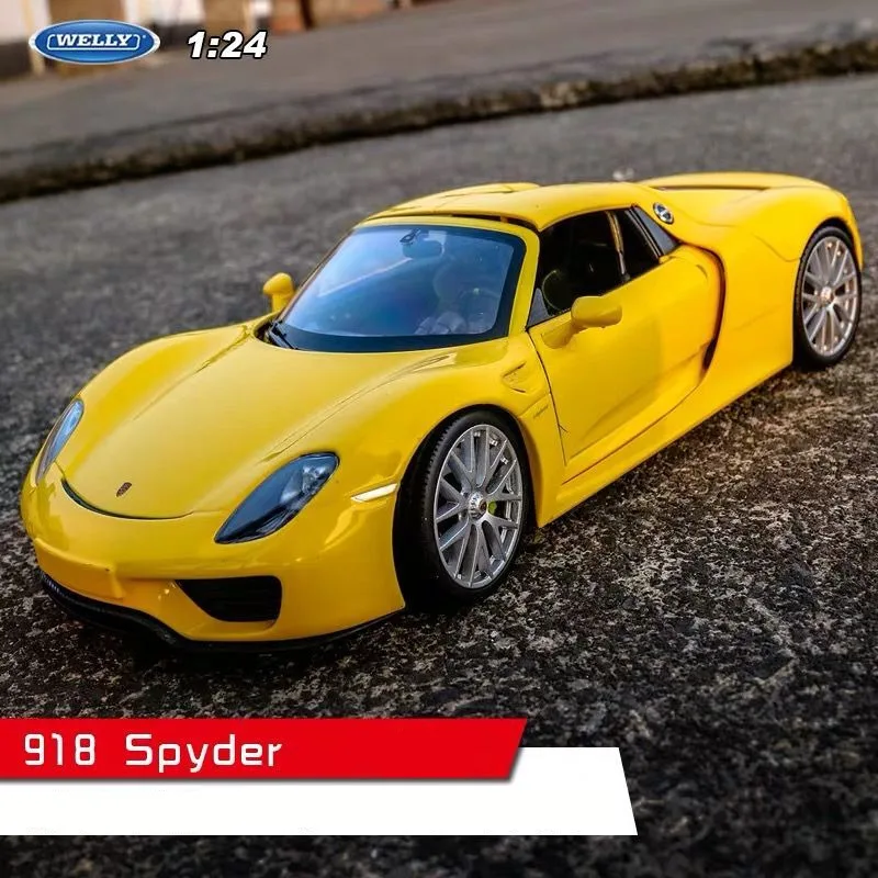 918 Spyder Welly 1:24 Porsche 911 Turbo 3,0 модель автомобиля из сплава Модель автомобиля украшение автомобиля коллекция Подарочная игрушка Литье под давлением модель игрушка для мальчиков - Цвет: 918 Spyder