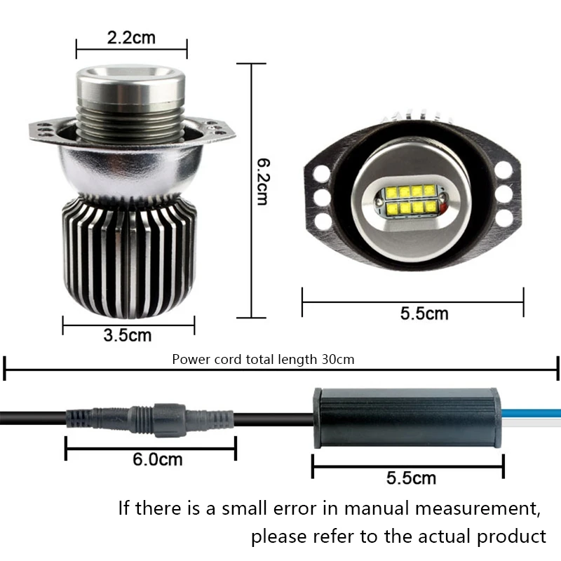 

2X 80W LED Angel Eyes Marker Lights Bulbs White 6000K for BMW- E90 E91 2009-2011