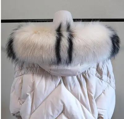 beige stripe Осенне-зимний женский супер большой искусственный воротник, шапка из лисьего меха, большой воротник из меха енота, воротник с капюшоном, шарф-накидка, 80 см, tb001 - Цвет: beige stripe