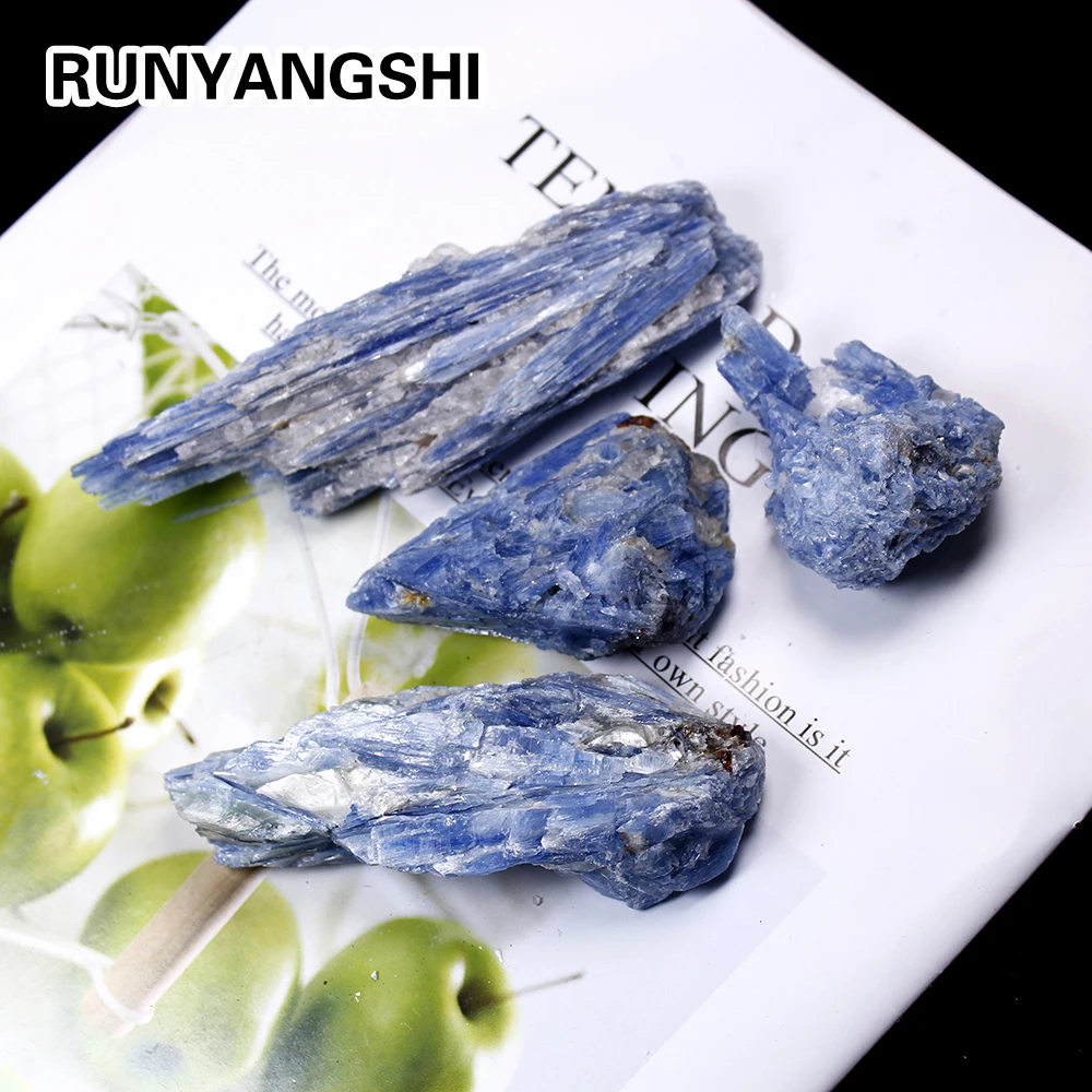 

Runyangshi 1pc 50-500g Rare Blue Crystal Natural Kyanite Rough Gem stone mineral Specimen Healing stone