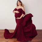 Платье для беременных на бретельках с открытыми плечами шифоновое хлопковое длинное платье для беременных с рыбьим хвостом платье для будущей мамы для фотосессии