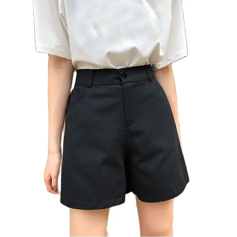 

Korean Summer Shorts Denim Shorts Women Casual Zipper High Waish Wide Leg Cotton Jean Shorts Female Losse Slim Thin Pocket Short