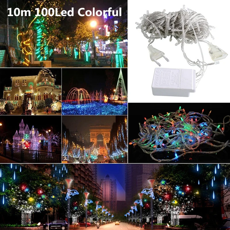 10m100Led Colorful Рождественские украшения для дома светодиодный гирлянда для занавесок Новогоднее украшение гирлянда Arbol De Navidad Natal Kerst Decoratie - Цвет: 10m100Led Colorful