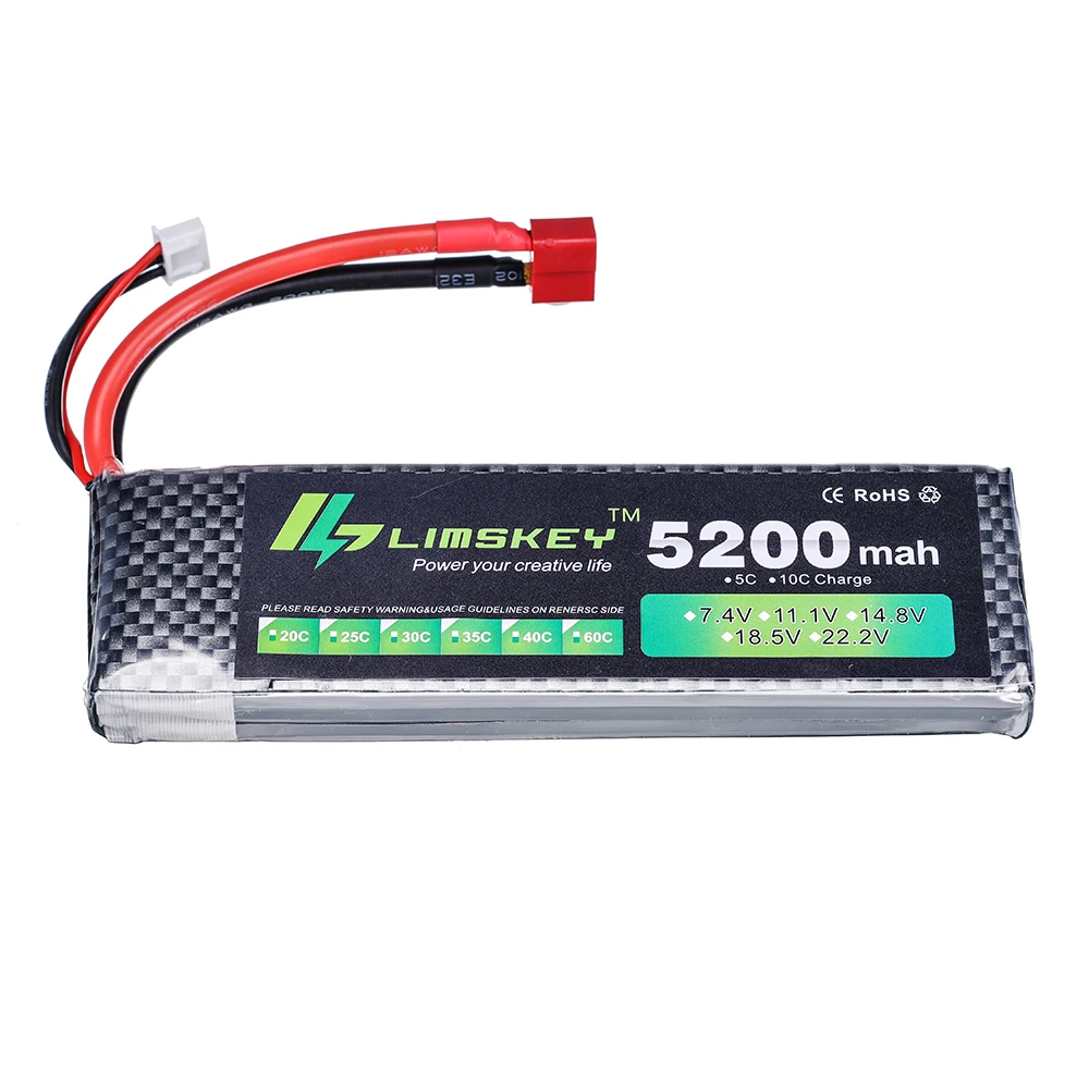 2 шт limskey power 74 в 5200 мач lipo battery 30c 2s battery 2s lipo 74 в 5200 мач 30c 2s 1p