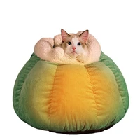 soft warm pet plush bed semi enclosed cat nest for deep sleep comfort in winter cats bed dog cat little mat basket soft kennel