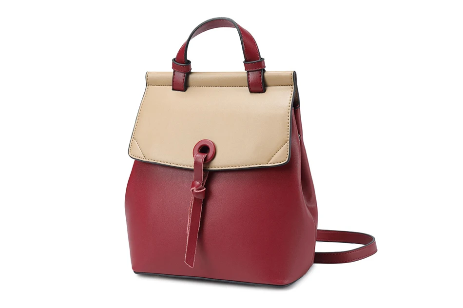 REALER women backpack small spilt leather backpack for women school backpack for teenager girls panelled shoulder bag