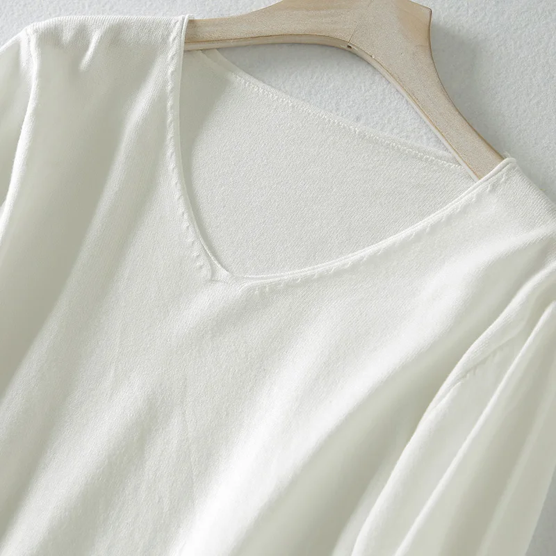 

Spring Fall New Sweater Women Inside Loose Pullover Long Sleeve V-neck Knit Bottoming Shirt