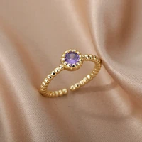 trendy elegant zircon rings for women purple green cz crystal engagement design hot sale zircon rings female wedding jewelry bff