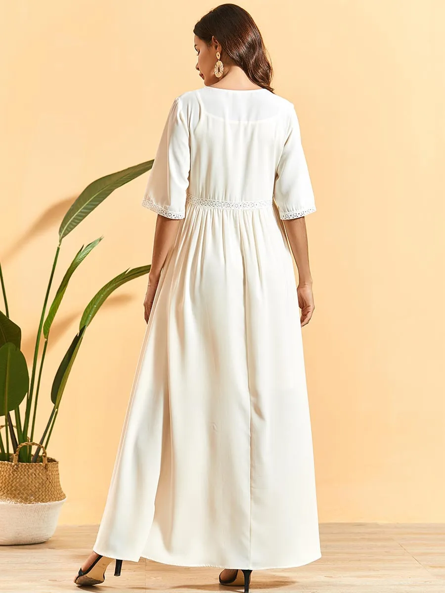 Женское длинное Кружевное платье макси размера плюс белые вечерние платья