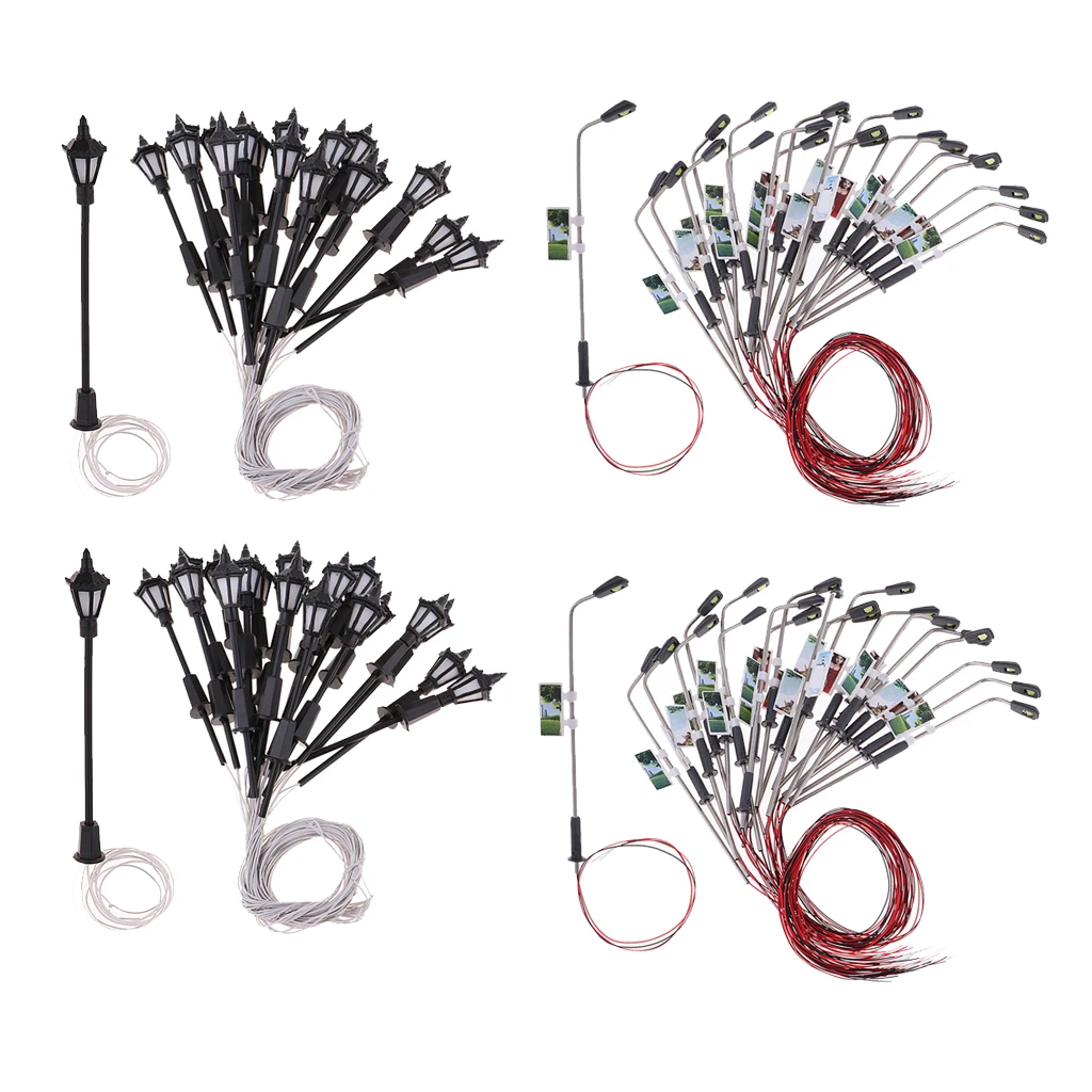 

Set Of 80 Model Railway Train Lamp Post Street Lights LEDs HO Scale 1:100