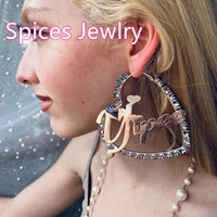 spices jewlry colorful zircon earrings custom named heart shaped geometric zircon earring hip hop style custom hoop earrings