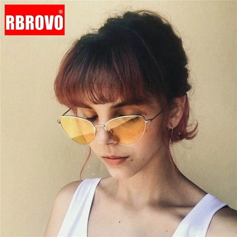 RBROVO, винтажные женские солнцезащитные очки Cateye, брендовые, дизайнерские, яркие цвета, уличные, солнечные очки для улицы, Oculos De Sol Feminino