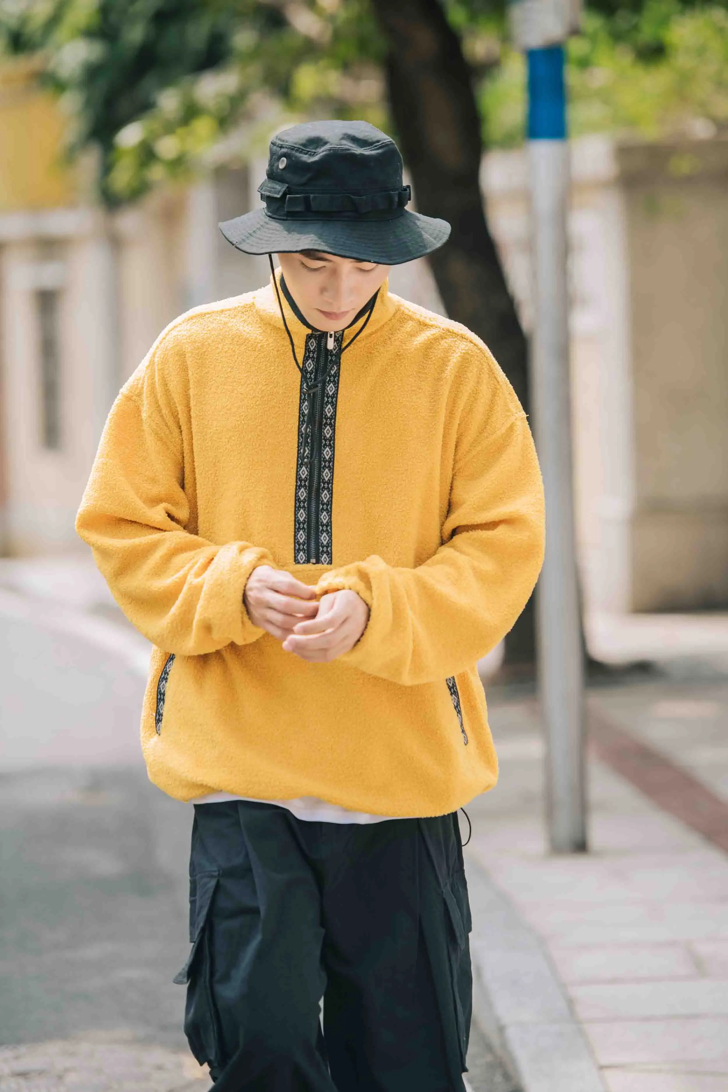 Мужской Модный повседневный мешковатый пуловер из шерпы и флиса