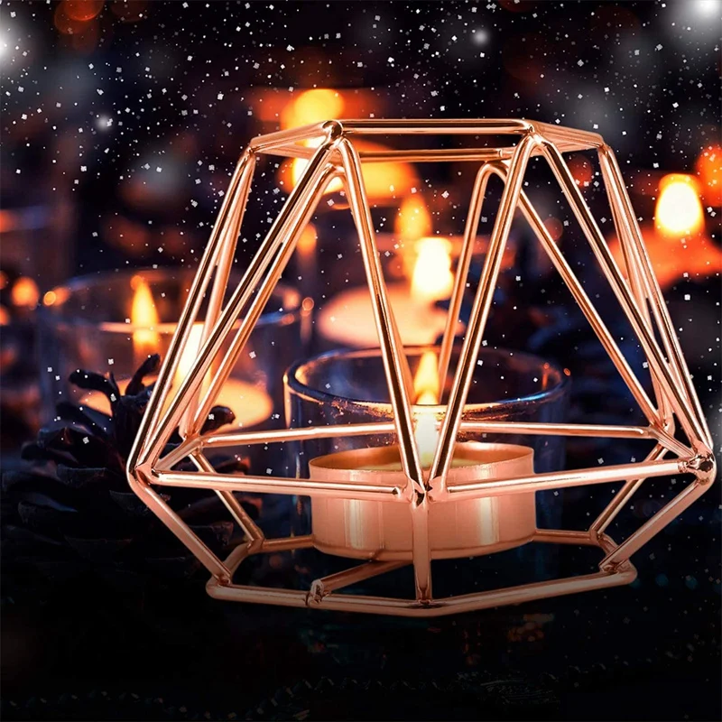 Геометрический подсвечник металлический романтический с ароматом для украшения