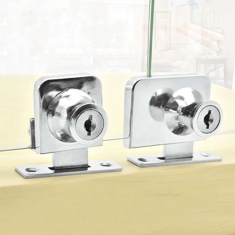 Metal Single Double Swinging Glass Showcases Door Cabinet Lock With Keys No Drilling Easy To Install Push Locks | Обустройство дома