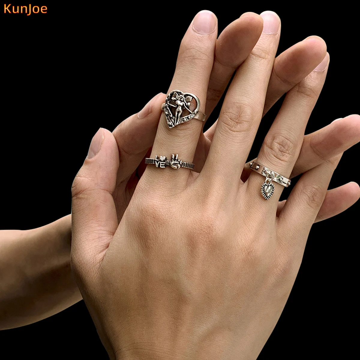 

KunJoe Antique Silver Color Vintage Bohemia Rings Set for Women Men Punk Carved Ring Fashion Jewelry Accessories Knuckle Anillos