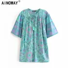 Винтажная шикарная женская зеленая богемная блузка с цветочным принтом и бахромой, женские рубашки с V-образным вырезом и коротким рукавом, рубашка оверсайз в стиле бохо, накидка