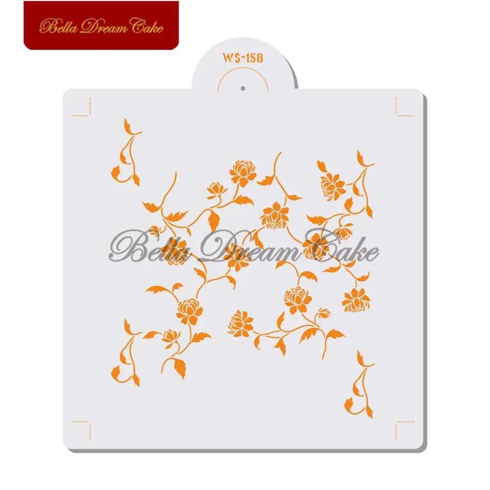

Flower Vine Design Wall Stencil Cake Tools Layering Stencils DIY Painting Scrapbook Coloring Embossing Album Home Decor Template