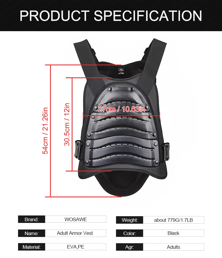 WOSAWE мотоциклетная броня куртка для мотокросса защита тела призрак гонки езды на