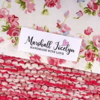 fold over fabric garment tags for handmade items customise your text 20mm sewing knitted crochet handsewnmd2074