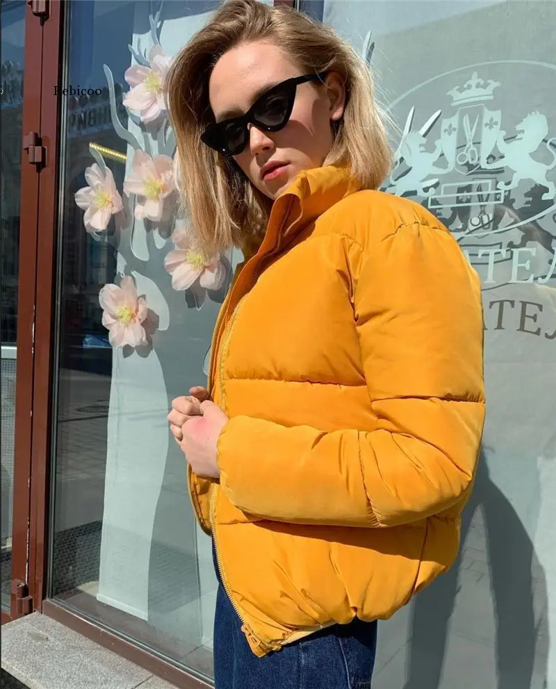 

Fashion Bubble Coat Solid Standard Collar Oversized Short Jacket Winter Autumn Female Puffer Jacket Parkas Mujer 2020