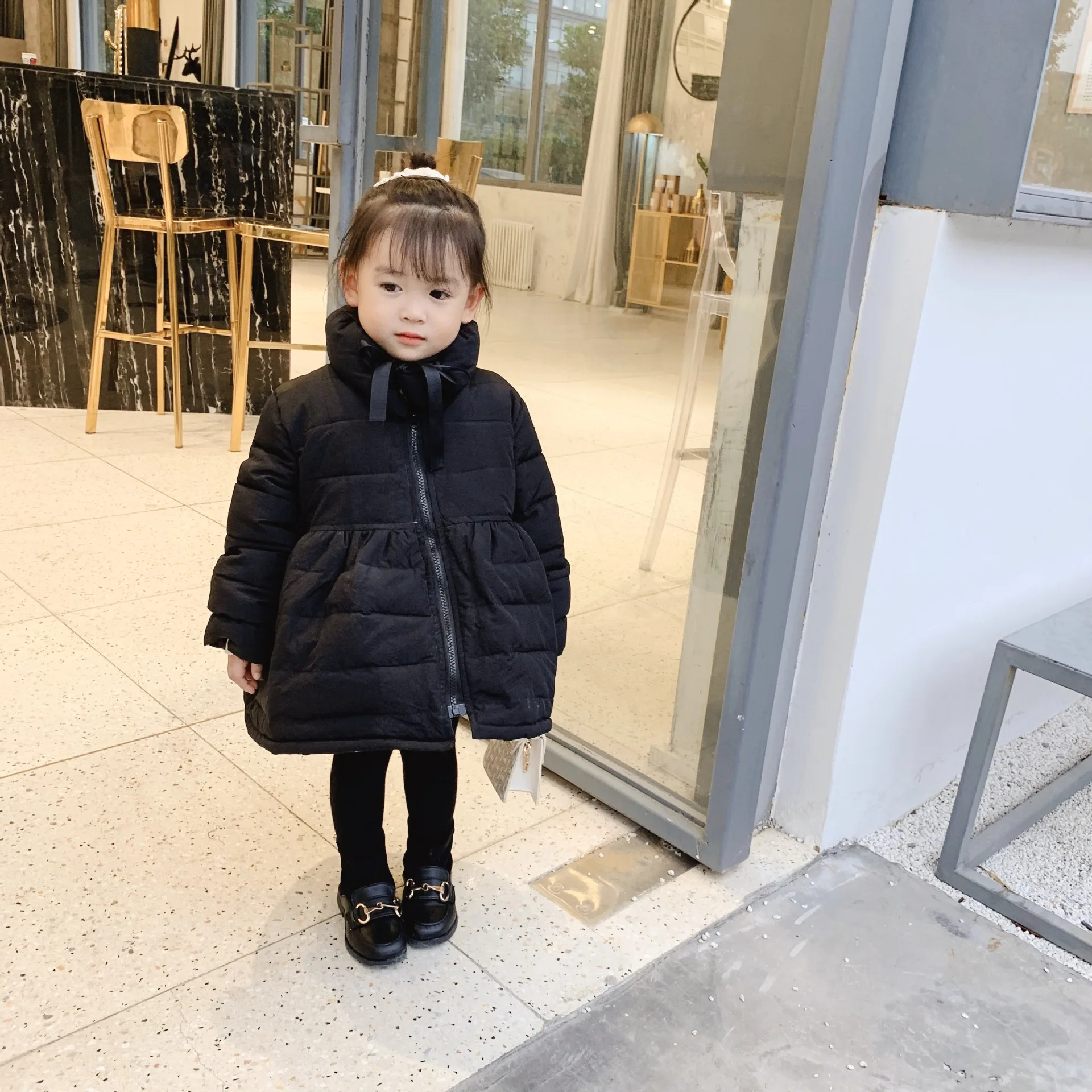 Зимнее пальто для девочек Новое поступление хлопковое однотонное утепленное и