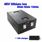 Литий ионная батарея 48В 80Ah 90Ah 100Ah аккумуляторная батарея для зарядки Ноута и сотового телефона 2500w UPS скутер EV RV грузоподъемник тележки для гольфа AGV самоходная уборочная машина + 10A Зарядное устройство
