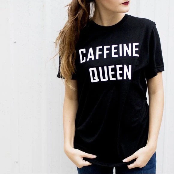 

Caffeine Queen Graphic Tshirts Girl Hipster Tumblr Tops Women Fuuny Quotes Grunge Shirt Summer Casual Black Top Tee Outfits