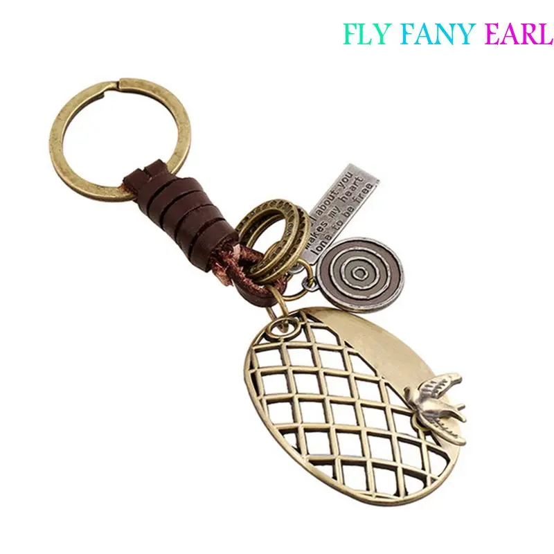 Панк кожаный брелок металлическая сетка Кожаные Цепочки Кольца Для Ключей