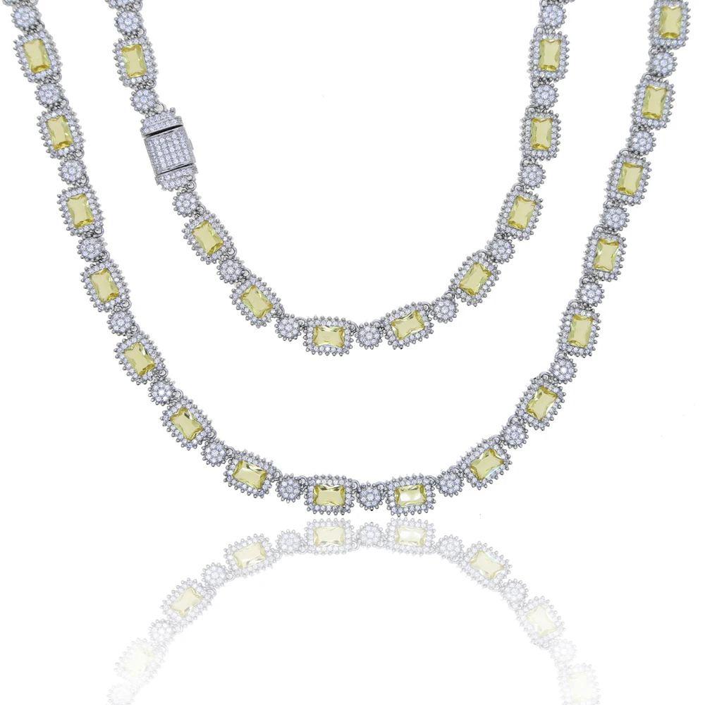 

Iced out bling 5A cubic zirconia cz geometric round square beads link chain hip hop bling women choker necklace jewelry gift