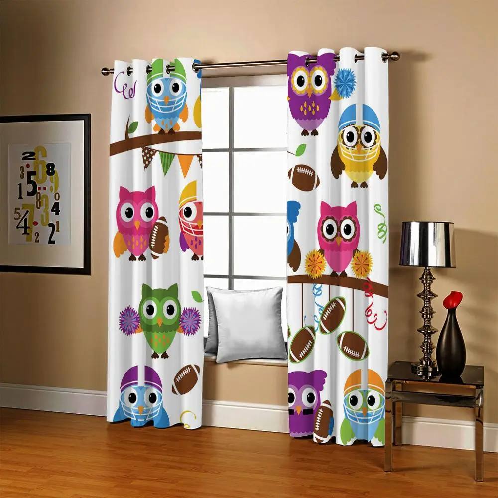 Занавеска С 2 панелями занавеска 3D-принтом совы на дереве драпировка из ткани