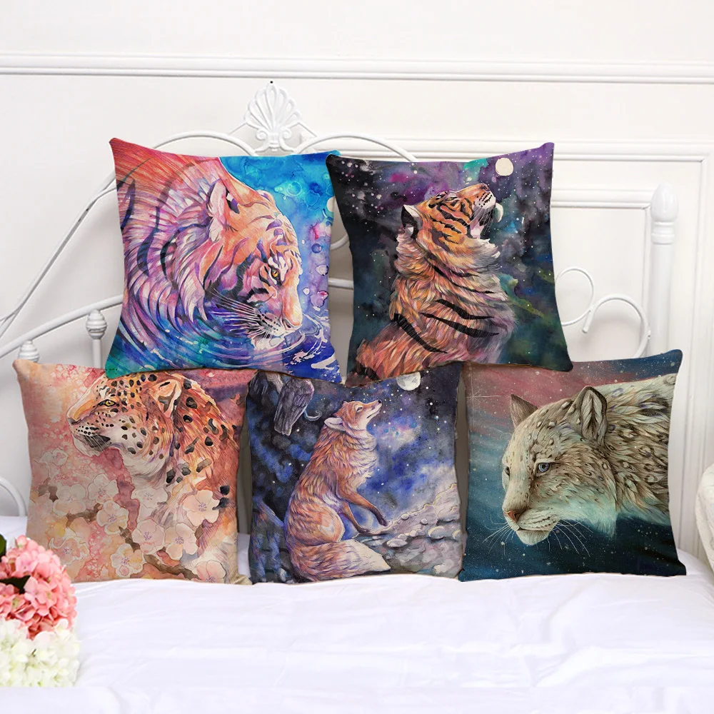 Наволочки для подушек декоративные акварельные наволочки из льна и хлопка с