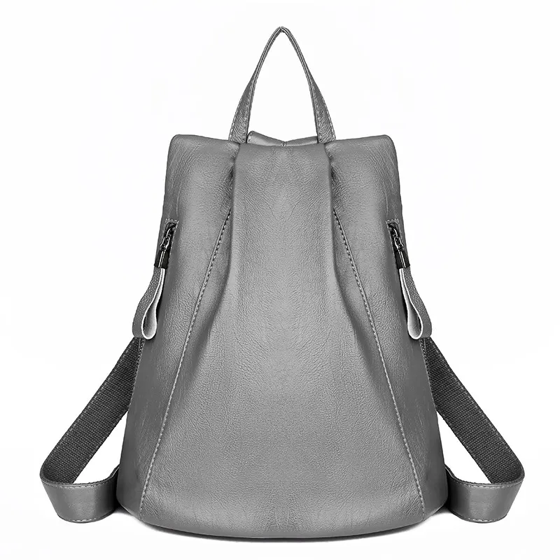 Женский кожаный рюкзак женская сумка на плечо Sac a Dos винтажный женский рюкзак высокого качества Школьные сумки высокой емкости школьные рюкзаки для девочек элегантный дизайн - Цвет: Gray